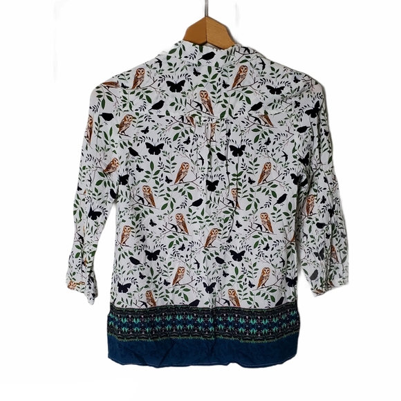 Anthropologie Maeve Owl Print Blouse - Picture 2 of 6